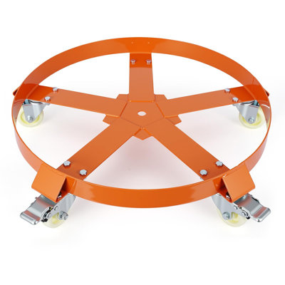 Chariot à tambour 55 gallons 5 roues avec frein, chariot robuste, conception anti-basculement et cadre en acier renforcé pour un entreposage sécuritaire, une usine et un garage