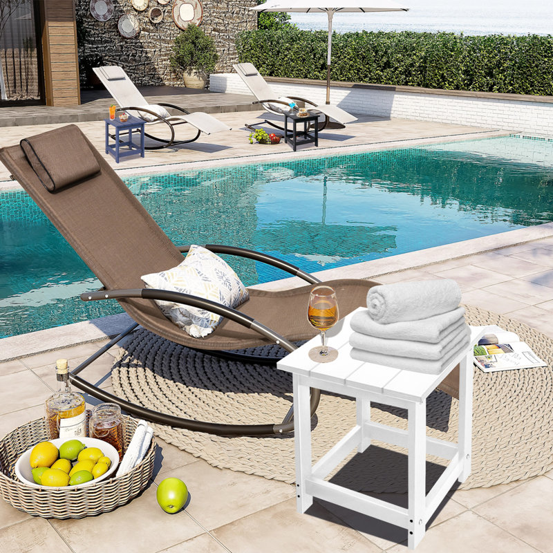 Denarrius Adirondack Outdoor Side Table ,HDPE Patio Table with Easy Maintenance and Weather resistance, White