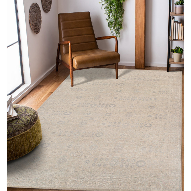 Ainsley Wool Geometric Area Rug in Gray, Rectangle 2' x 3'