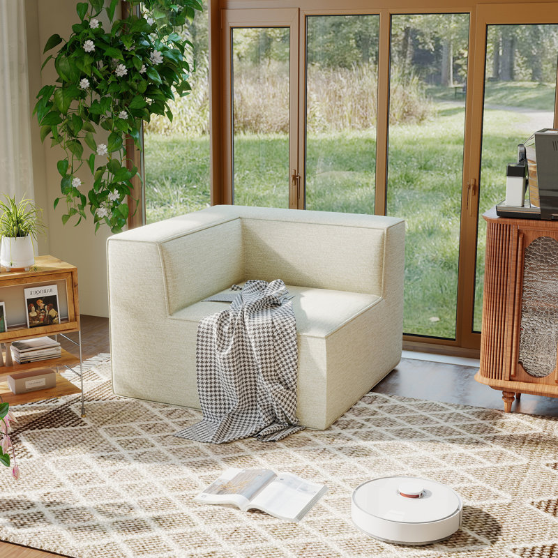 Fauteuil d'angle Comfy Cloud 38 po, aucun assemblage requis, Polyester beige