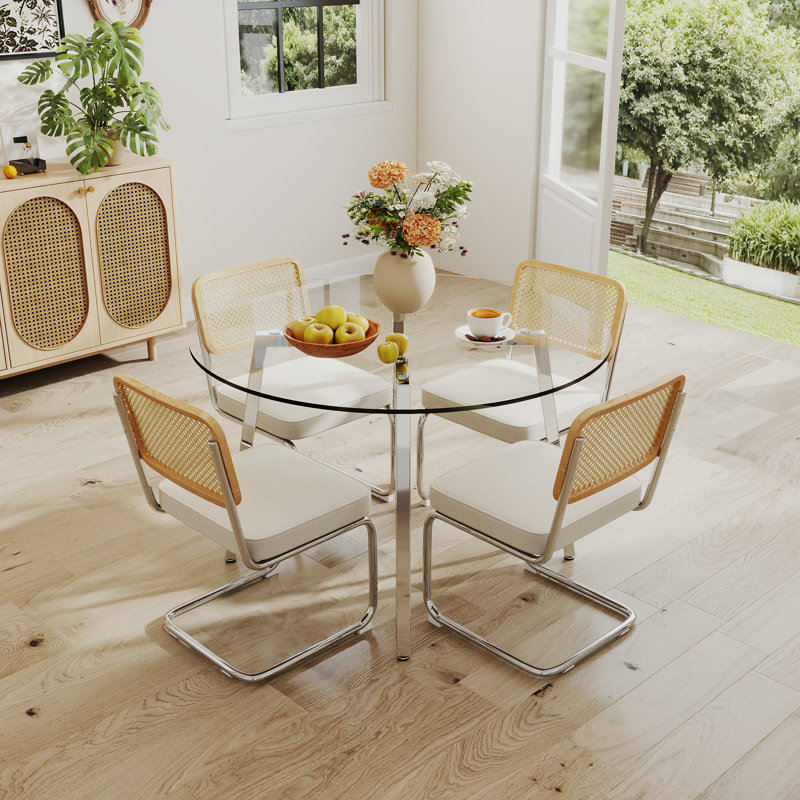 Ensemble de salle à manger 5 pièces, H 29,5 po x L 42 po x l 42 po, Beige