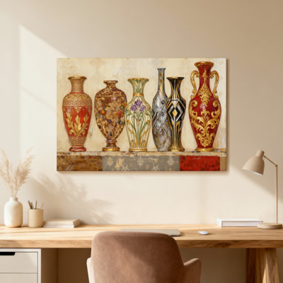 Vases With Ornate Patterns And Colors