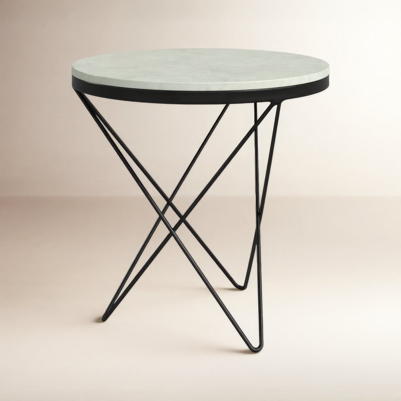 Haley Marble End Table, Black