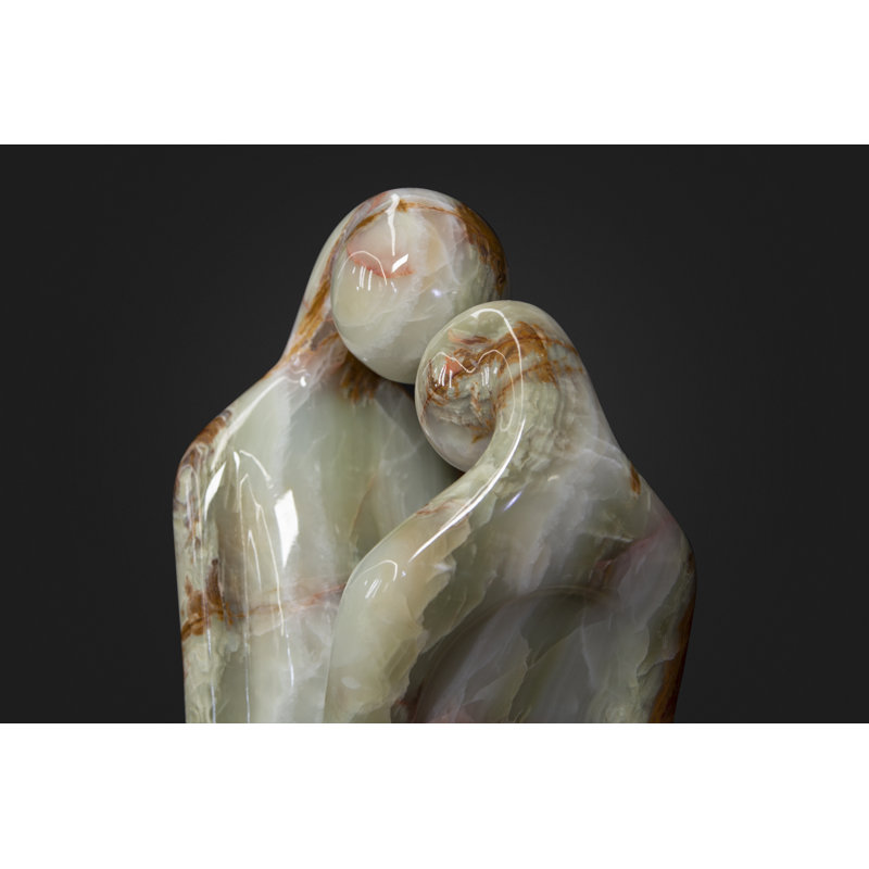 Polished Green Onyx Couple in Love Statue