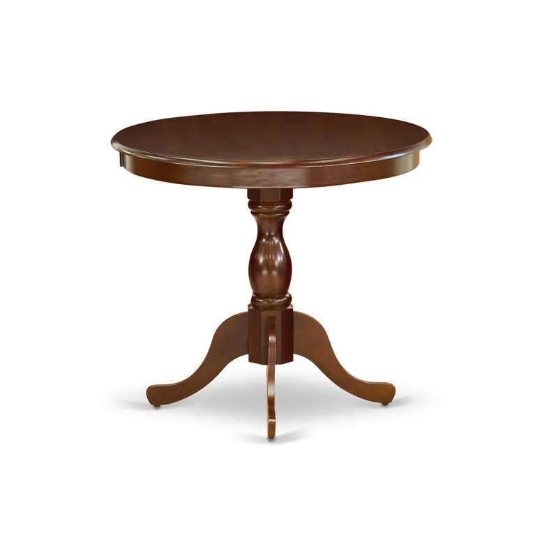 5 Piece Kitchen Table Set for 4 Includes a Round Dining Table with Pedestal and 4 Solid Wood Seat Chairs, Mahogany, Mahogany