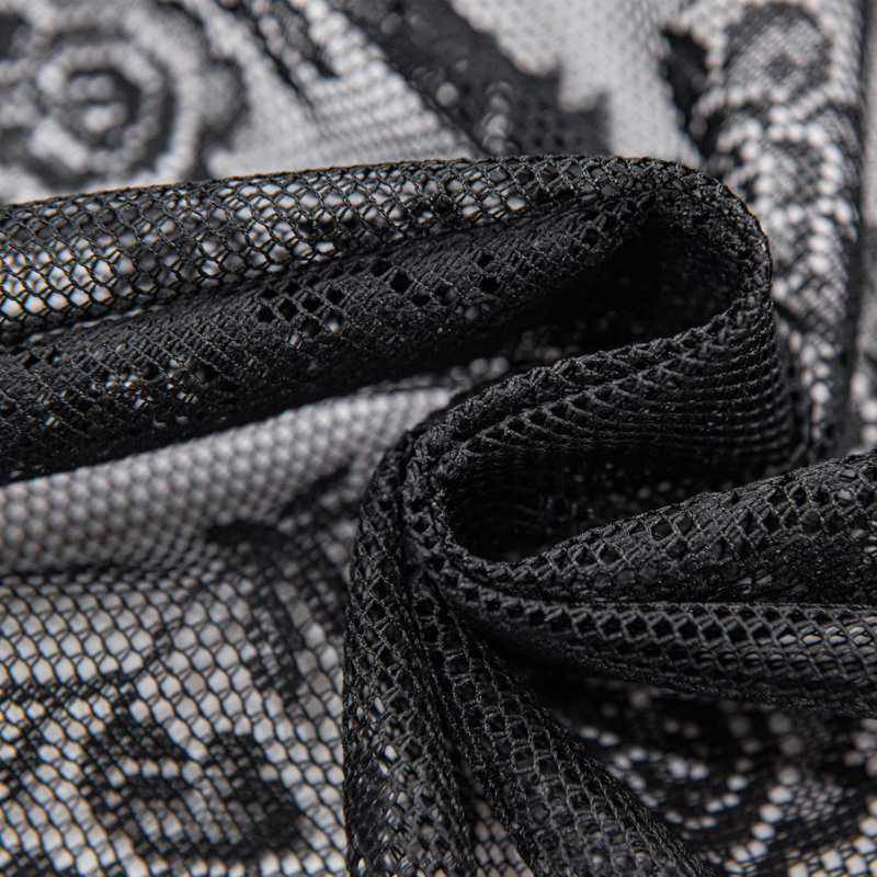Black Sheer Curtains - 38 Inch width Old Fashion Goth Curtains for Living Room Victorian Black Lace Window Curtains with Rod Pocket 2 panel