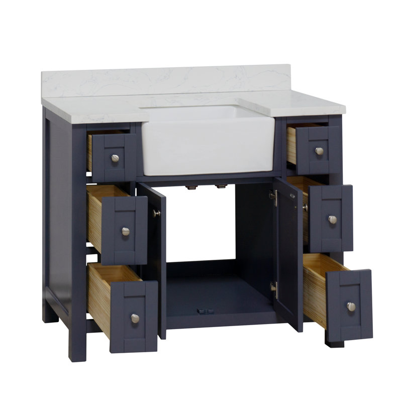 Meuble-lavabo simple l 42 po Yorkshire, Gris marine