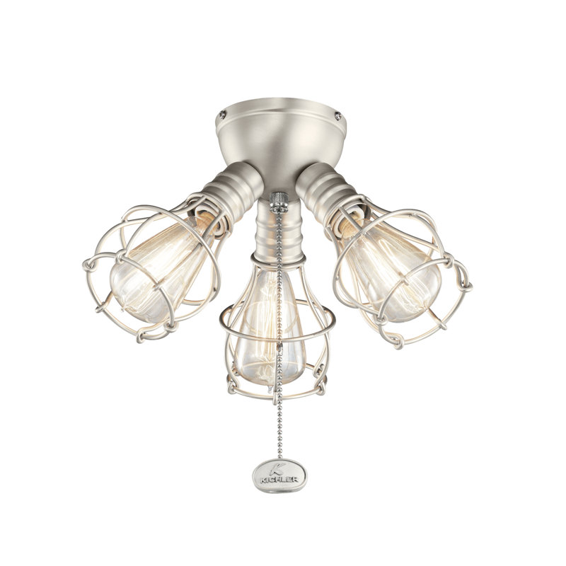Ventilateur de plafond 3 lumières DEL, Nickel brossé