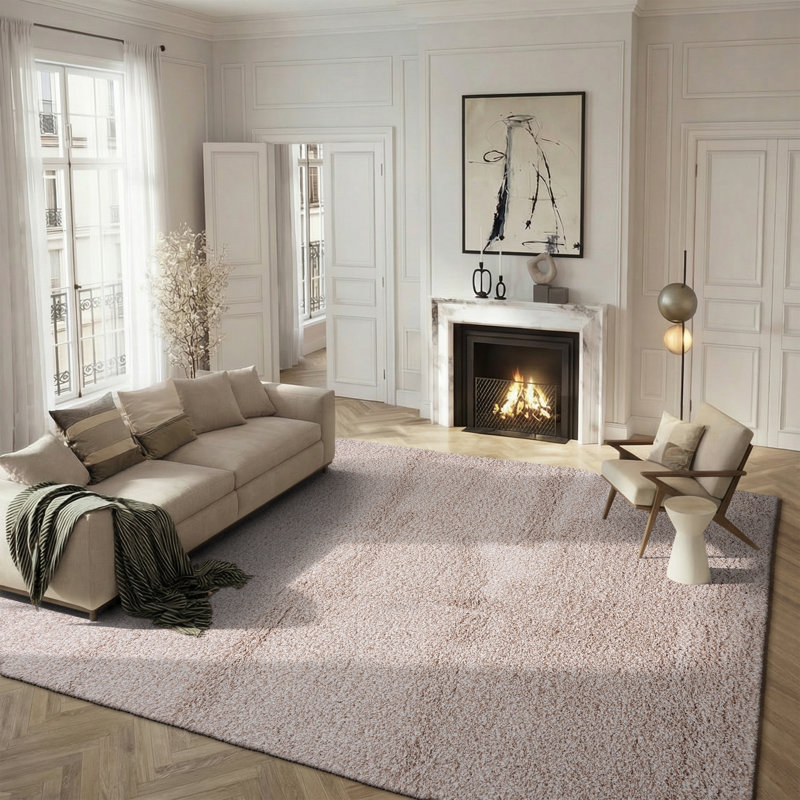 Tapis performance à poil long de couleur unie Vandoren, Rectangulaire 3 pi x 5 pi, Beige