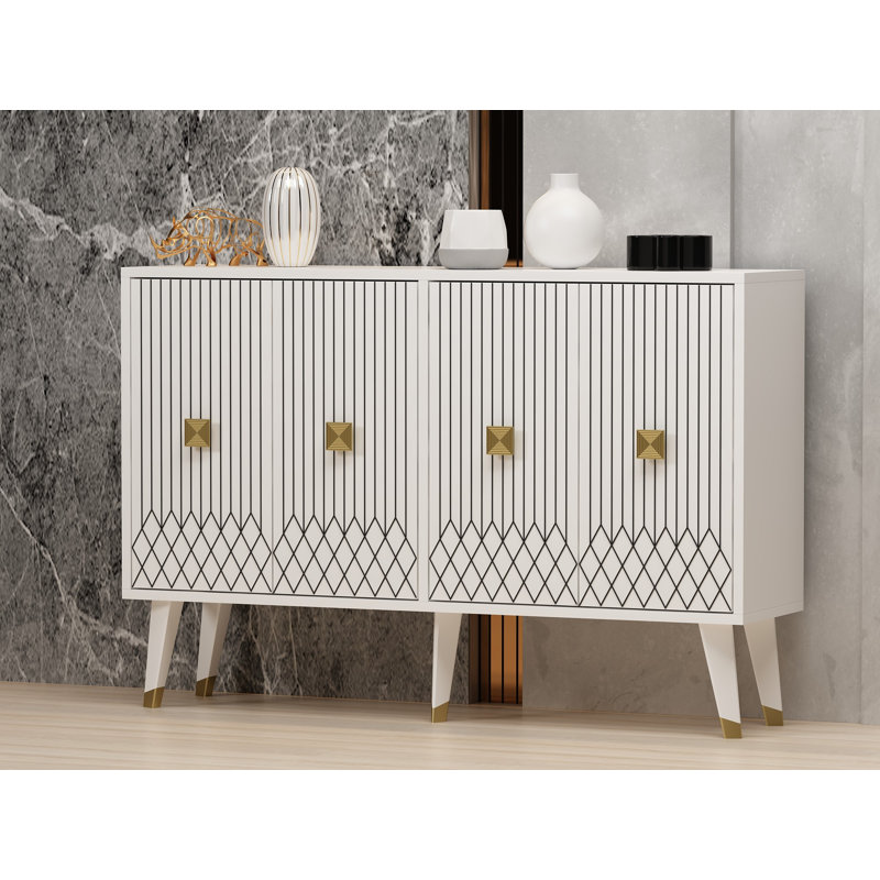 Odessa 80cm Console Table, White/Gold