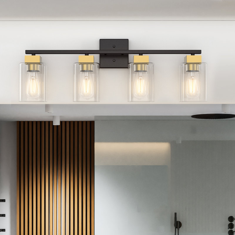 Éclairage pour coiffeuse Hartshorn, 4 lumières, Noir et cuivre