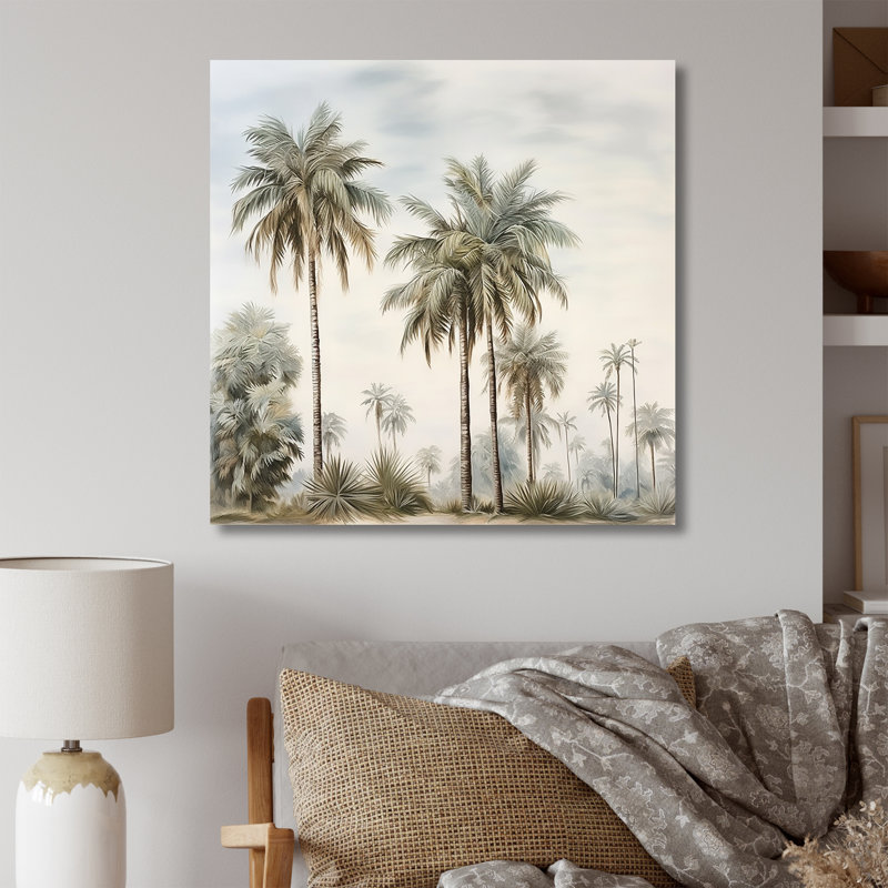 Palmiers sur la plage, impression sur toile, H 36 po x l 36 po x P 1,5 po, Toile tendue