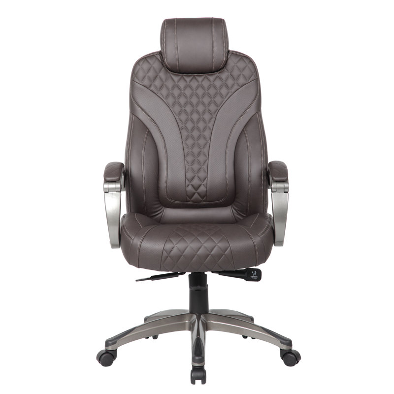 Vinyl Executive Chair, Brown, Pewter