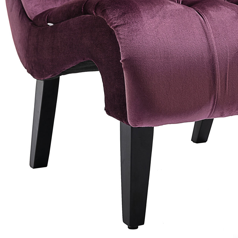 Chaise de salon en velours sans accoudoirs, Velours mauve