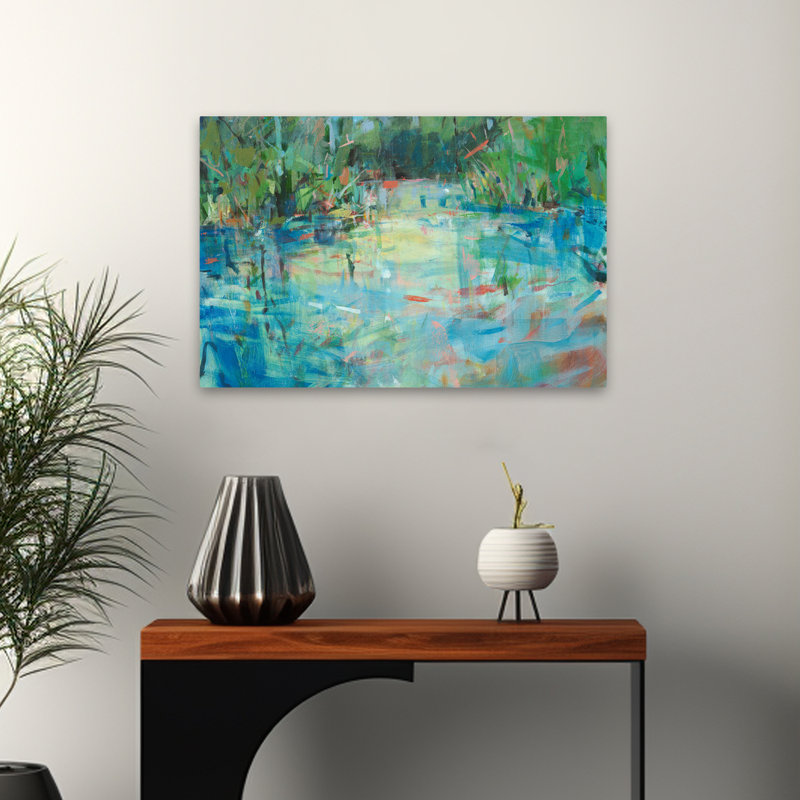 «Evening Creek Blues» - paysages contemporains, cours d'eau, cours d'eau, cours d'eau, H 16 po x l 24 po