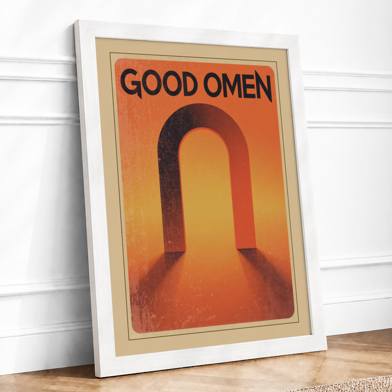 Good Omen Gateway Retro - Framed Print, A3 - 42.0 x 29.7 cm, White