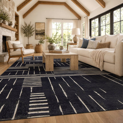 Tapis noir anti-dérapant Block Stripe