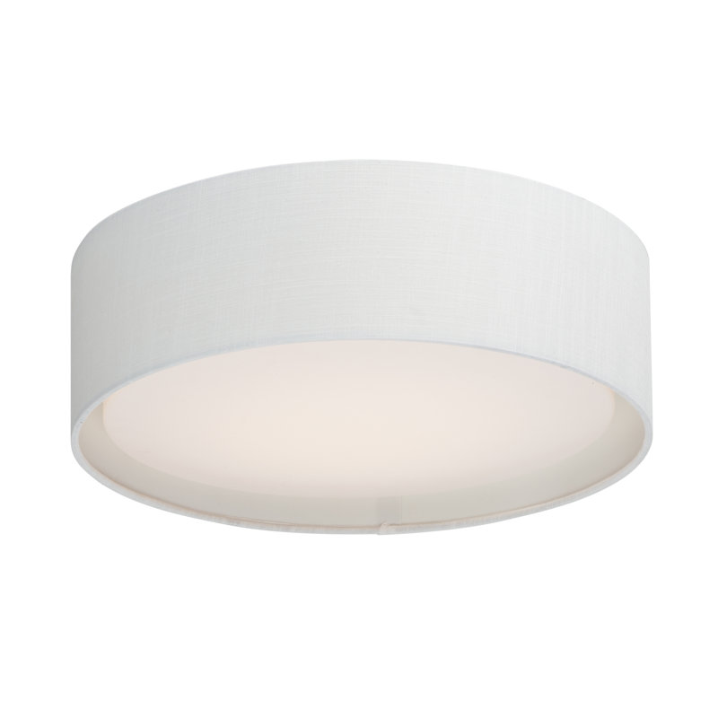 Plafonnier encastré à trois lumières DEL Jessalyn, H 5,5 po x l 16 po x P 16 po, Lin blanc