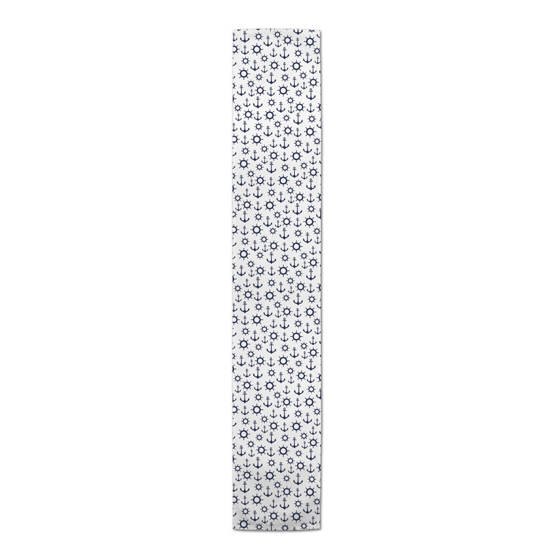 Mcintosh Geometric Table Runner, 72" L x 16" W, Dark Blue, Mckee Geometric