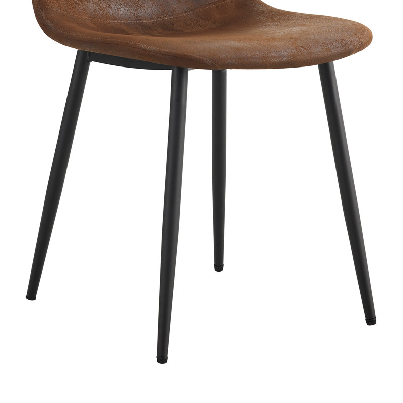Chaise de salle à manger ergonomique rembourrée avec pieds en métal, ensemble de 6, Rembourrage en mousse brune