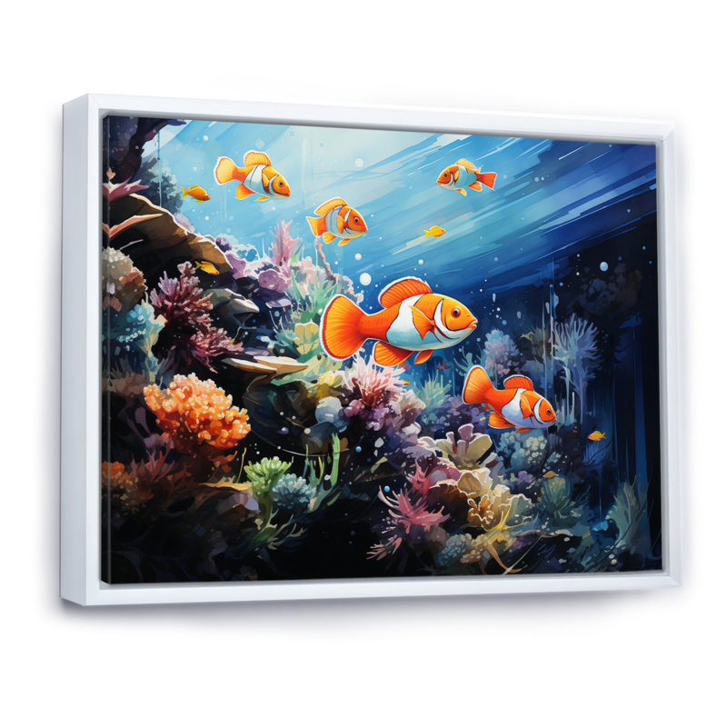 Aquariums, merveilles marines - impression, Cadre flottant blanc, H 24 po x l 32 po x P 1 po