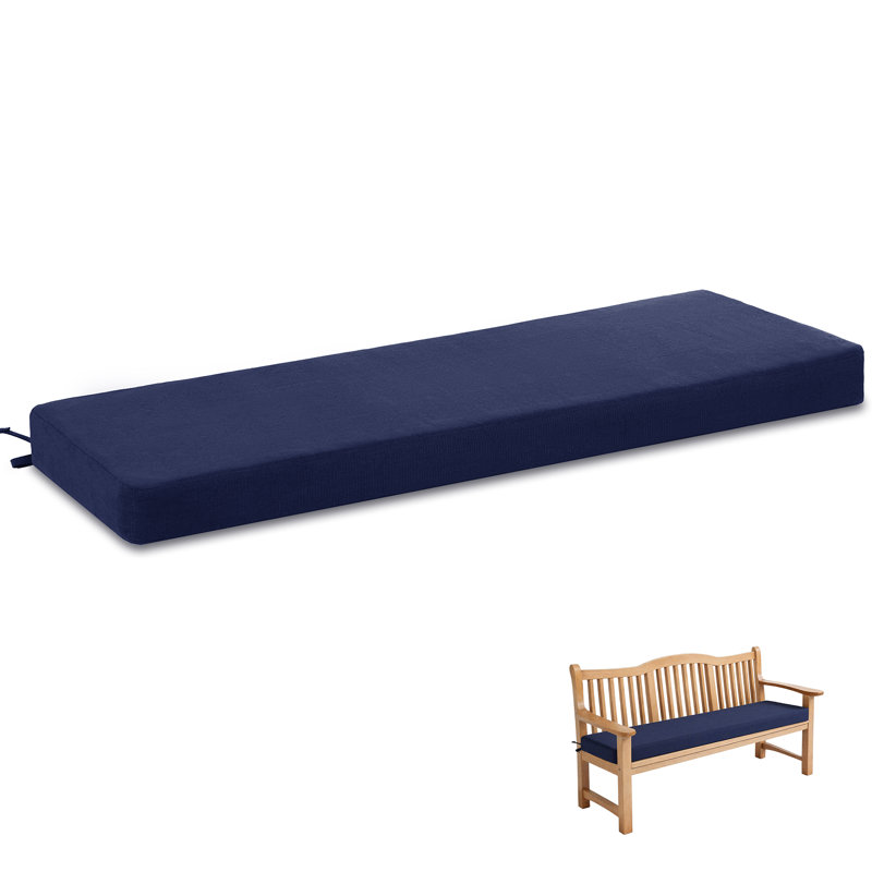 Outdoor Bench Cushion, Rainproof Patio Furniture Cushions for Porch Swing with Ties, 48"×16", navy blue