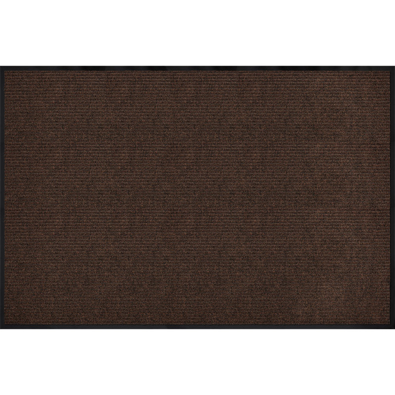 Mayberry Rug Weather Guard Door Mat, Made in the USA, Heavy Duty Entrance Mats, Commercial Office Doormat, Waterproof, Vinyl Backing, Boot Scraper, Walnut 4'x6'