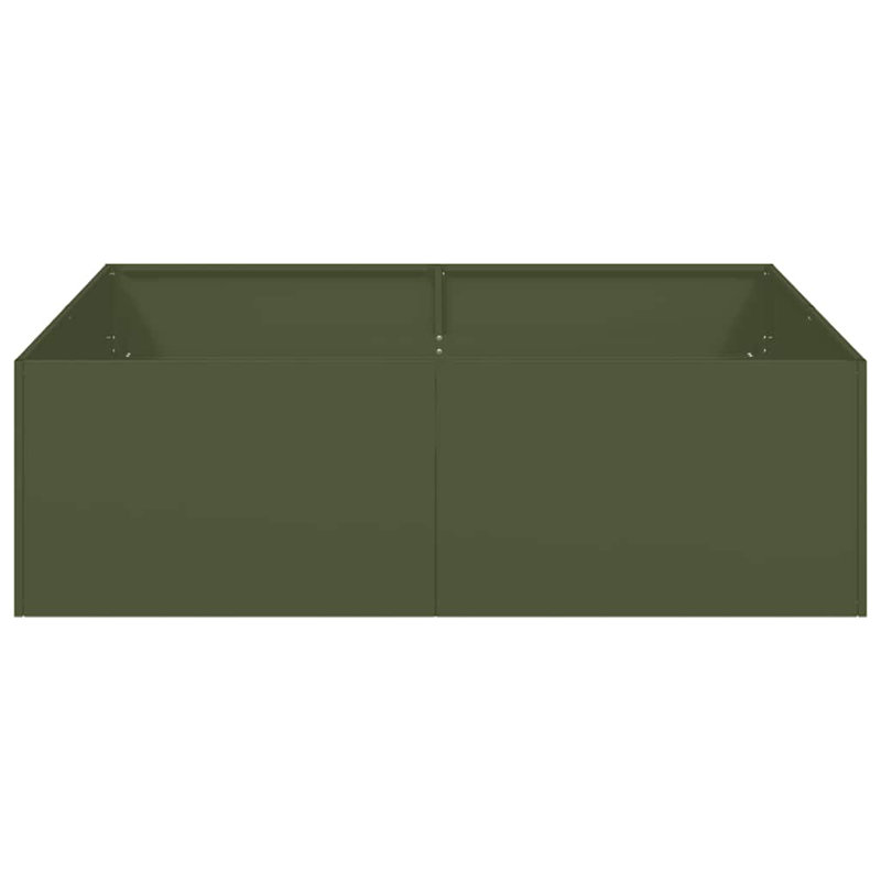 Planter 100X100x30 Cm Steel, Olive Green