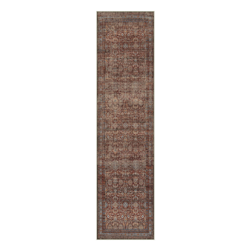 Tapis décoratif rétro Riva, Rouge, Runner 2'3" x 7'6"
