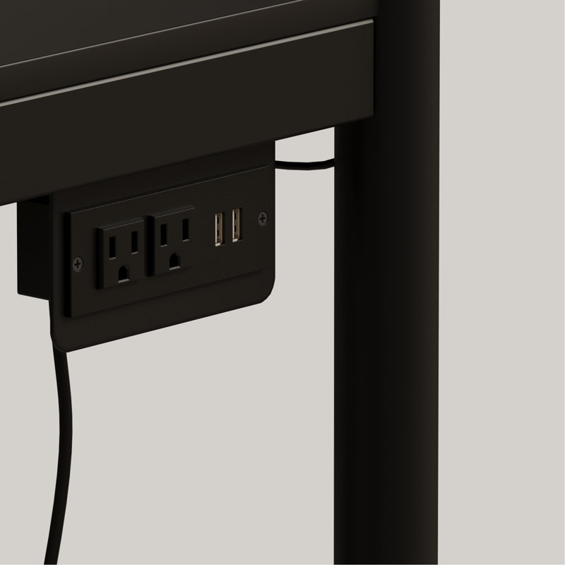 Black Full Size Bunk Bed With Twin Size, LED Light And Charging Socket, Black