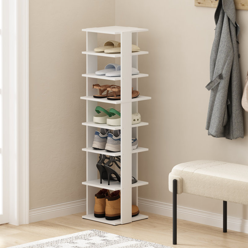 7 Pair Shoe Rack, White