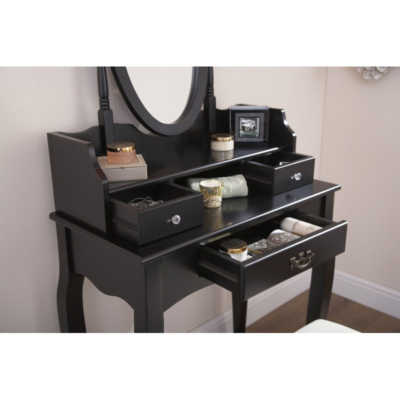 Arnold Dressing Table with Mirror, Black