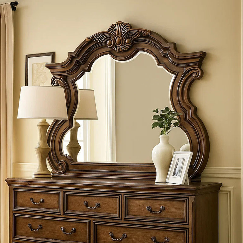 Miroir biseauté en bois brun 50 po Leova