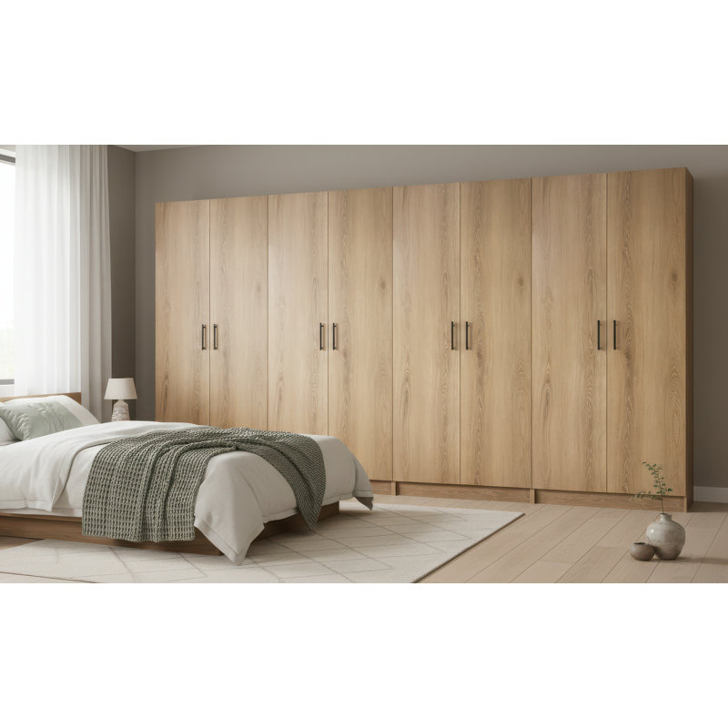 Modex Oak Multi-Purpose Utility Storage Cabinet (4-Piece Set), 70.9" H x 126" W x 15.7" D, Oak