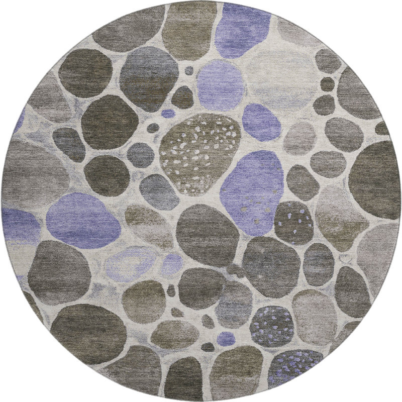 Premium Machine Washable Geometric Rug, Round 8'