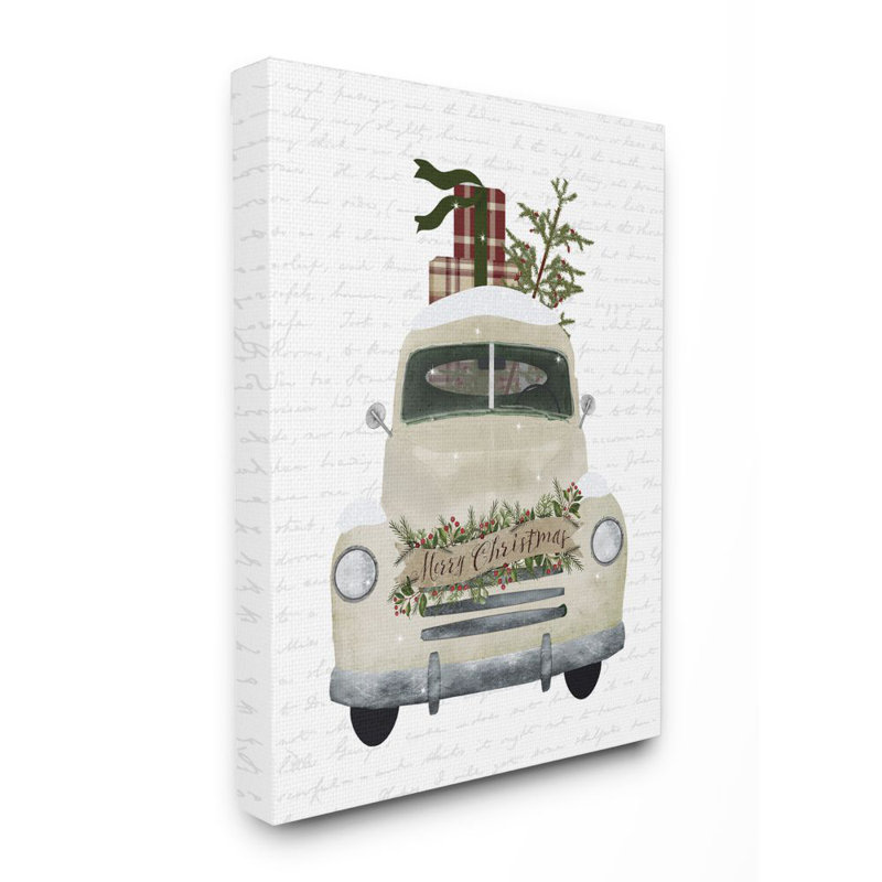 «Merry Christmas Snow Covered Truck», impression, H 40 po x l 30 po, Toile tendue