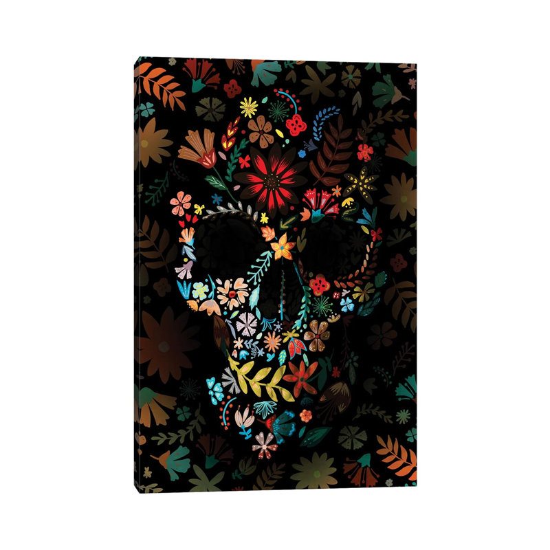 Flowery Skull by Ali Gulec - Wrapped Canvas Print, 30.48 cm H x 45.72 cm W x 1.91 cm D