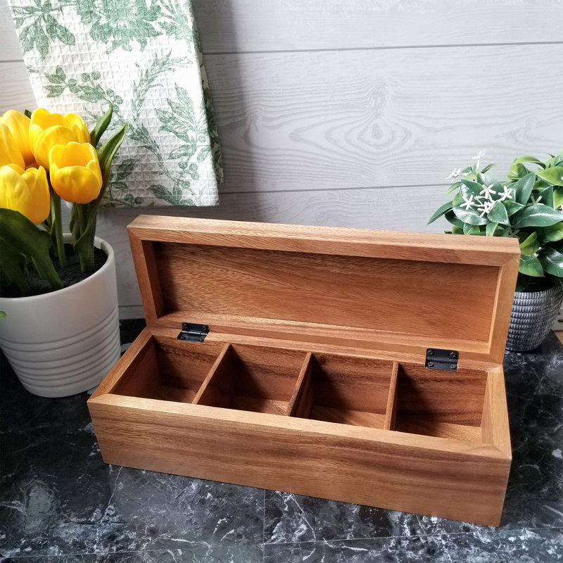 Acacia Tea Box, 4 Sections