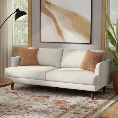 Livingston Woven-Blend Fabric Mid-Century Modern Sofa with Solid Wood Frame for Living Room