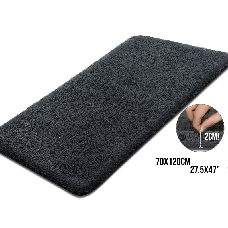Microfiber / Microsuede Bath Rug, 70 x 120 cm (Rectangular), Dark Grey