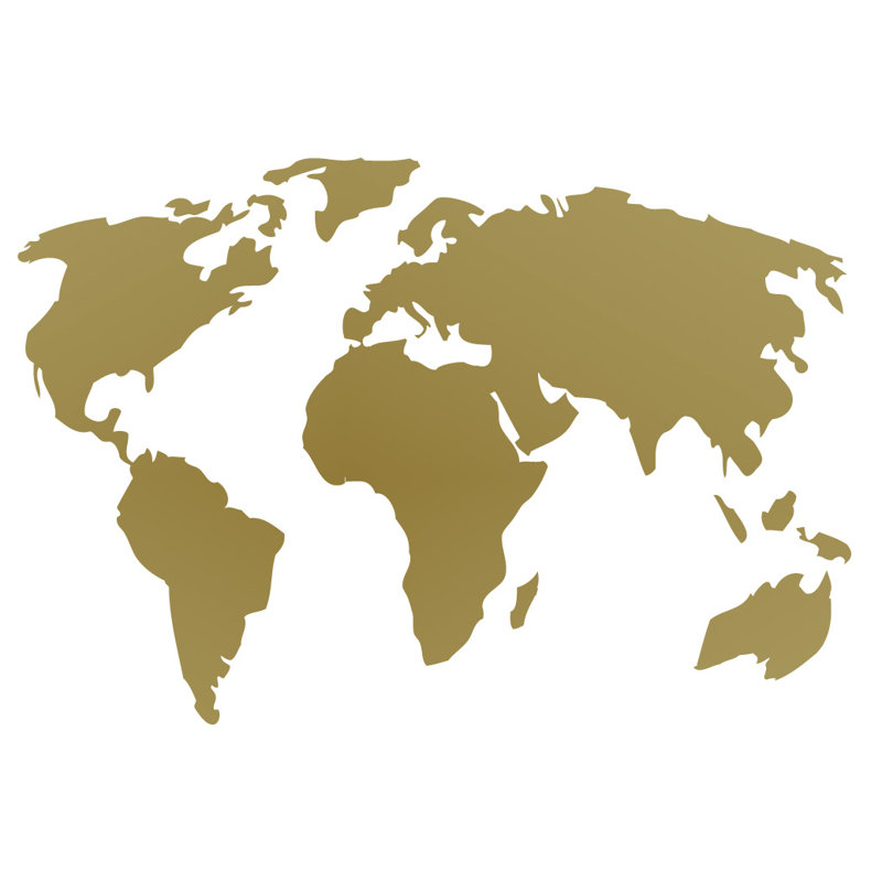 Geography Non-Wall Damaging Wall Decal, 22" H x 32" W x 0.01" D, Gold