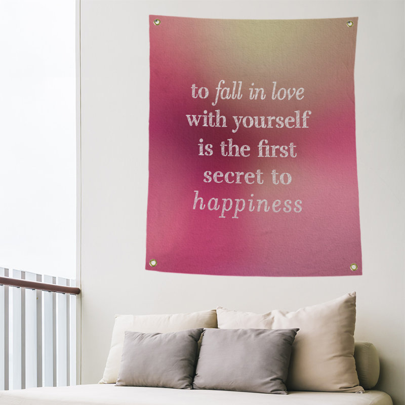 Tapisserie en polyester à la main vous aimera, H 80 po x l 59 po, Lueur rose