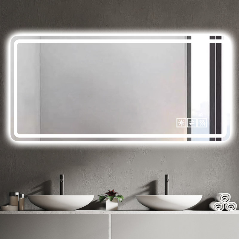 Grand miroir de salle de bain 28 * 60 - Brouillard, résistance à la chaleur, qualité de la lumière du meuble-lavabo réglable