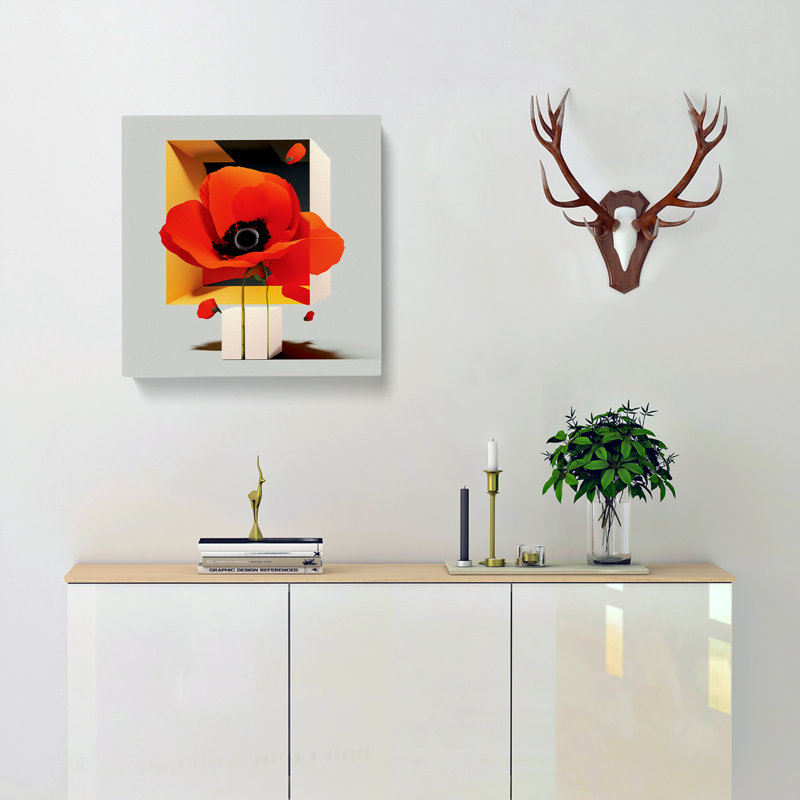 Poppy Flower Suprematism - No Frame Print