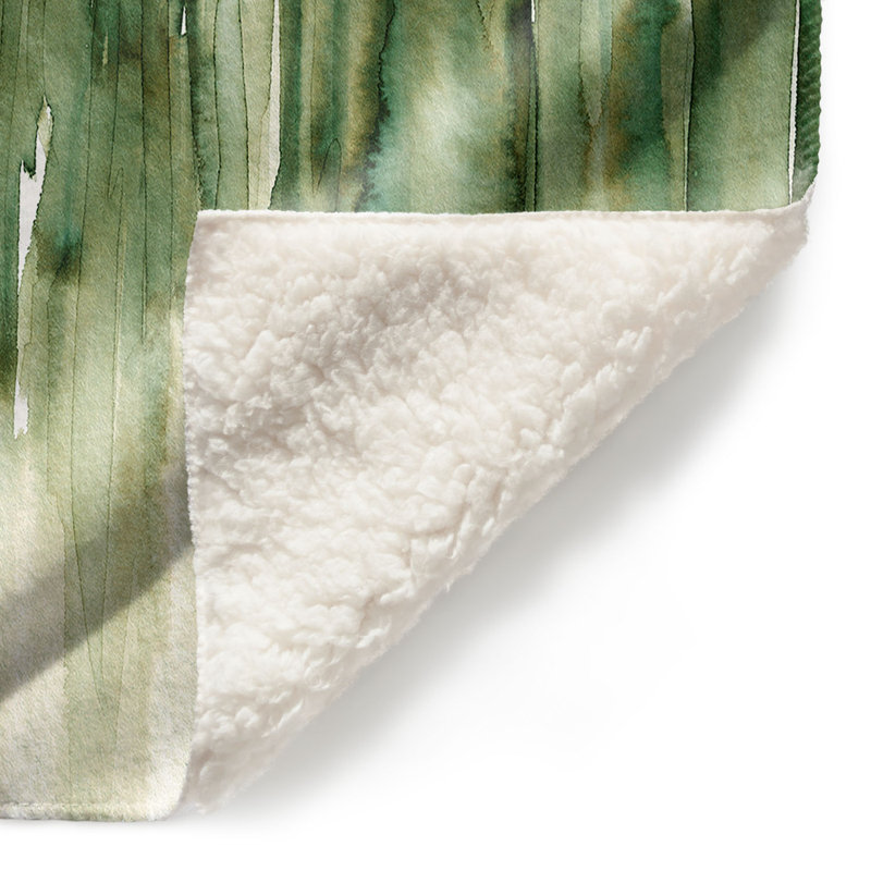 Couverture en sherpas vert douce forest trees, l 68 po x L 80 po