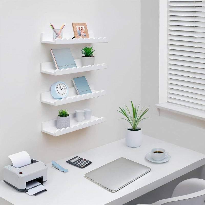 Tablettes flottantes, paquet de 4, blanc