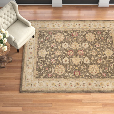 Tapis oriental gris olive en laine touffeté à la main Armintha