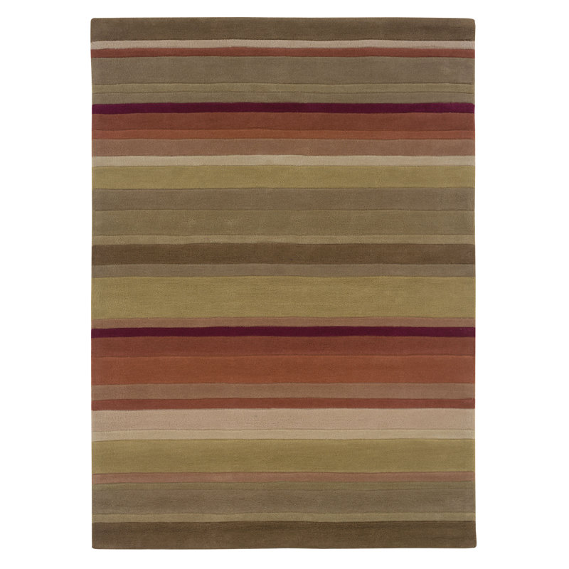Equelle Handmade Rug Green And Rust, Rectangle 5' x 7'