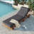 78.8'' Outdoor Patio Chaise Lounge Chair, Acacia Wood Adjustable Recliner with Headrest and Retractable Side Tray, Perfect for Terrace, Poolside, Garden, and Beach-1414615518