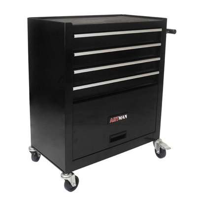 4 DRAWERS MULTIFUNCTIONAL TOOL CART WITH WHEELSBLACK